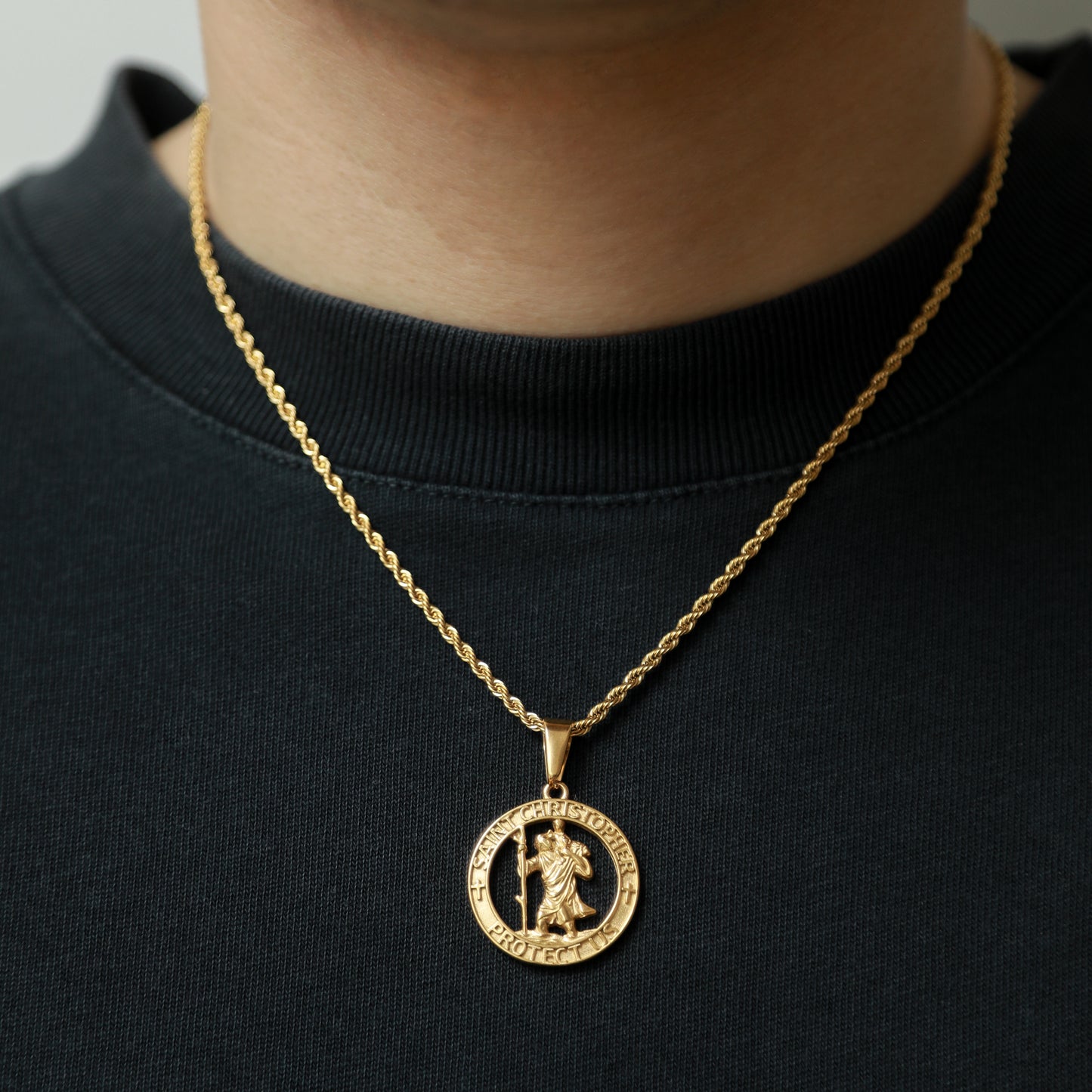 St Christopher Outline - Gold