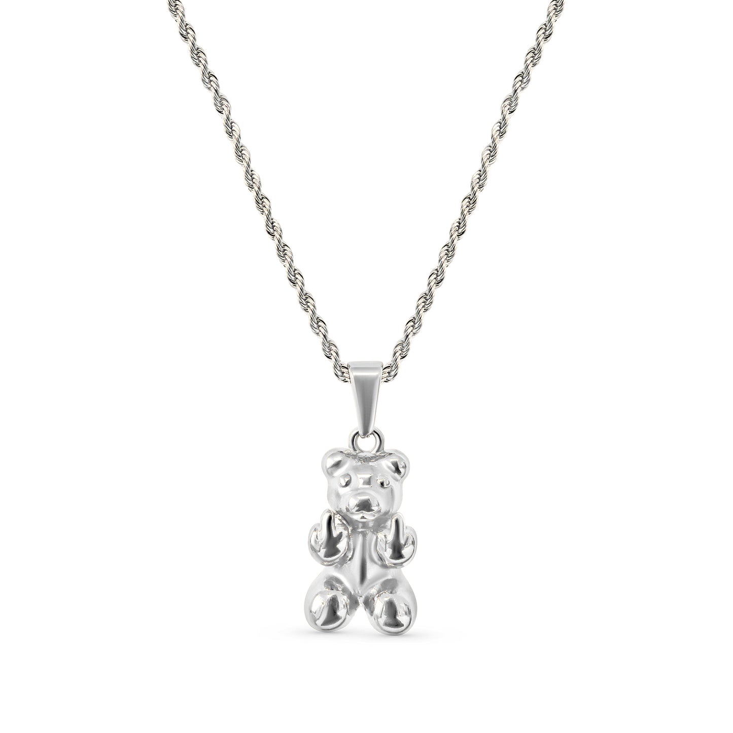 Rude Bear Pendant - Silver