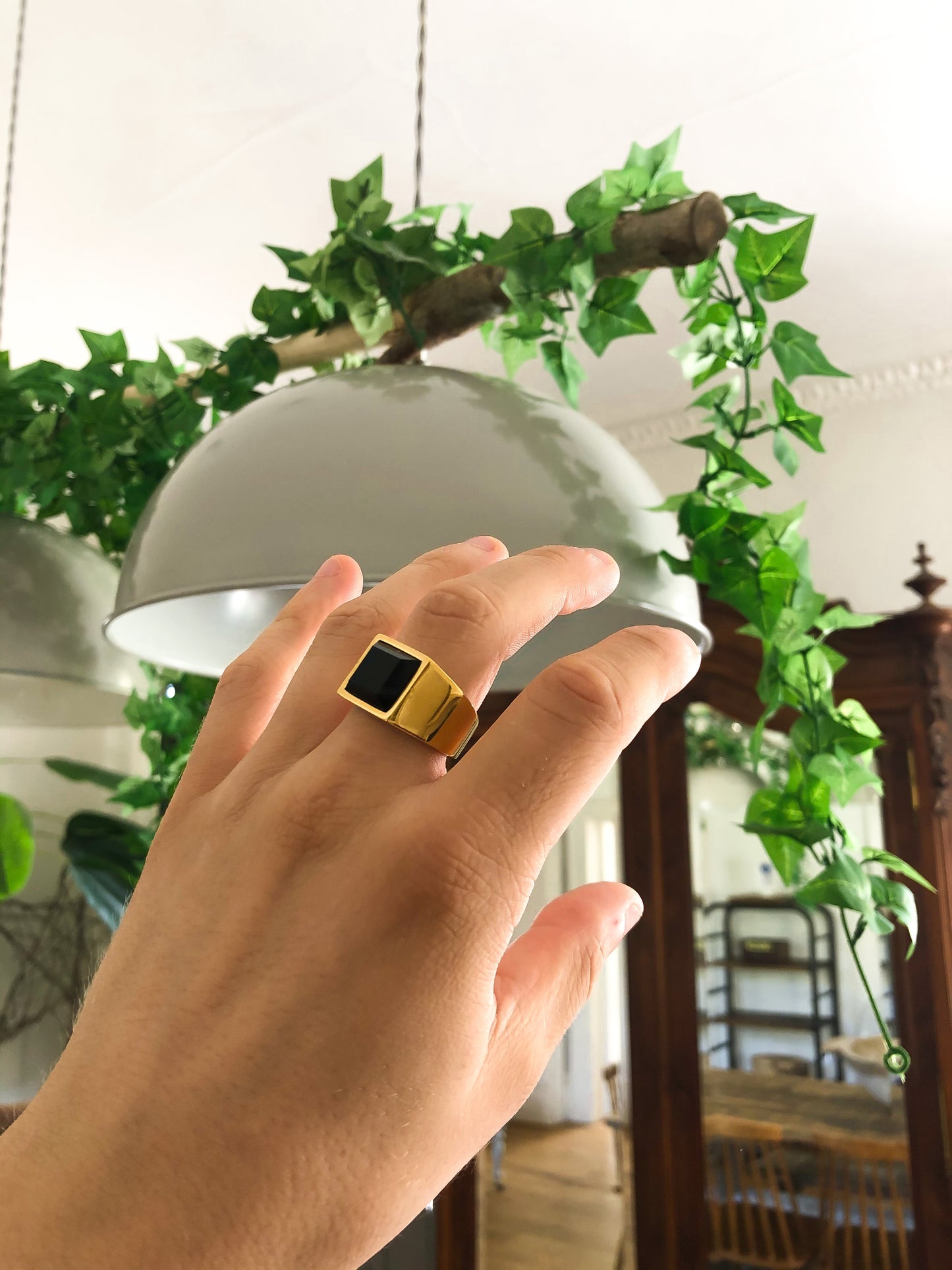 Black Stone Signet - Gold